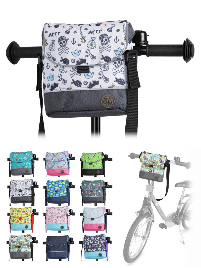 Kinder Lenkertasche [Fahrradtasche für Kinder] Laufradtasche Lenkerkorb Laufrad Roller Tasche Zubehör Kinderfahrrad kompatibel mit Puky Woom Laufrad wasserabweisend mit Schultergurt (Modell 27) von BambiniWelt by Rafael K.