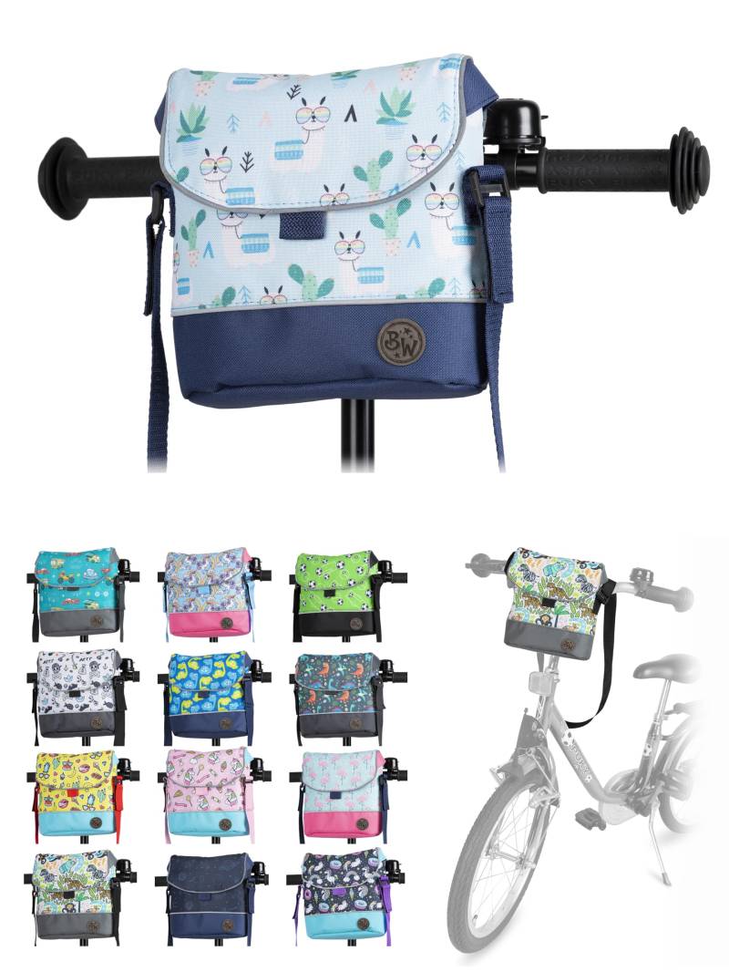 Kinder Lenkertasche [Fahrradtasche für Kinder] Laufradtasche Lenkerkorb Laufrad Roller Tasche Zubehör Kinderfahrrad kompatibel mit Puky Woom Laufrad wasserabweisend mit Schultergurt (Modell 28) von BambiniWelt by Rafael K.