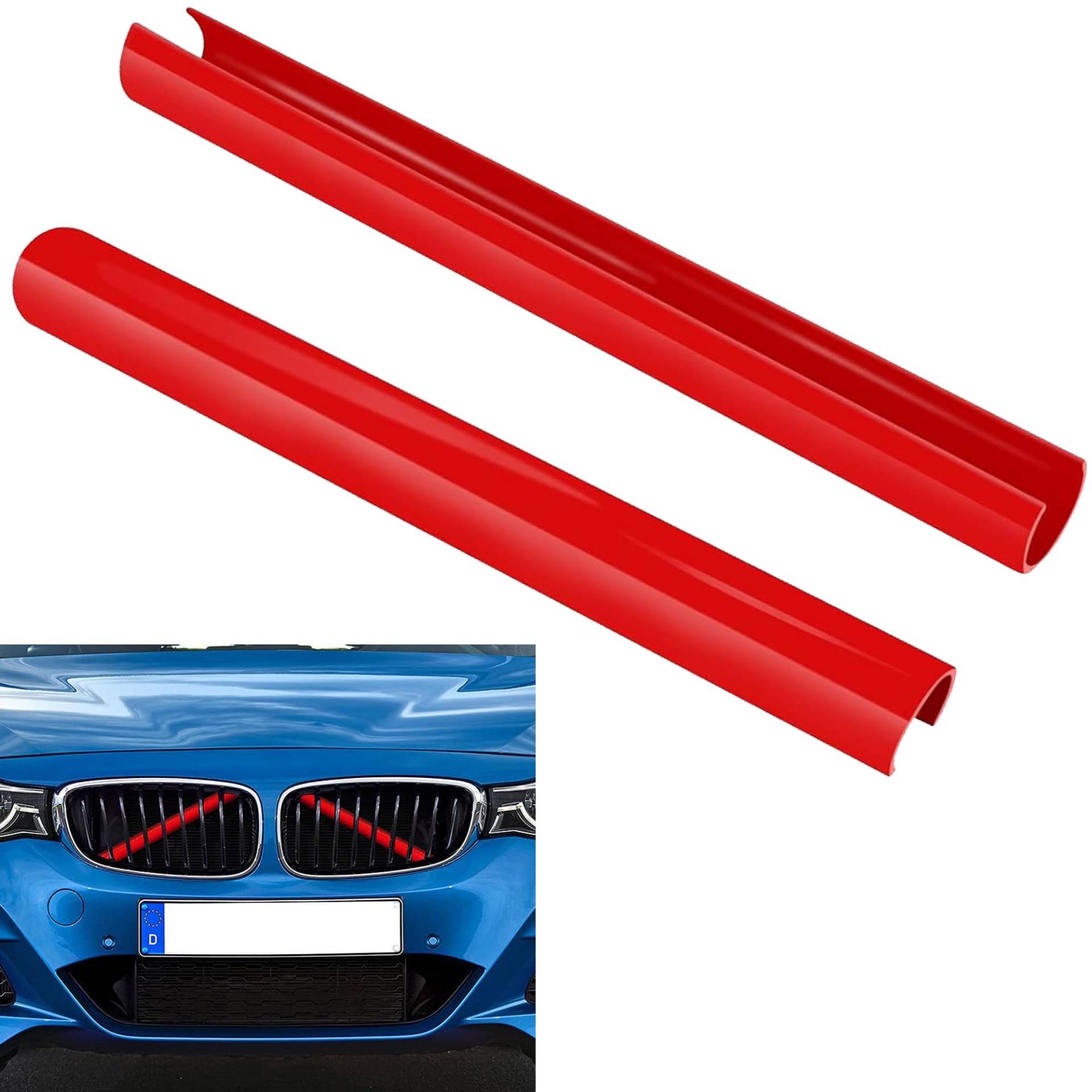 2 Stücke Frontgrill Einsatz für BMW Accessories, Streifen Kühlergrill Auto Zubehör Einsätze Zierleiste für BMW Car Accessories Kompatibel mit für BMW X5 F10 F11 F07 X6 F06 F12 F13 X7 F01 F02 et, Rot von Bamyli