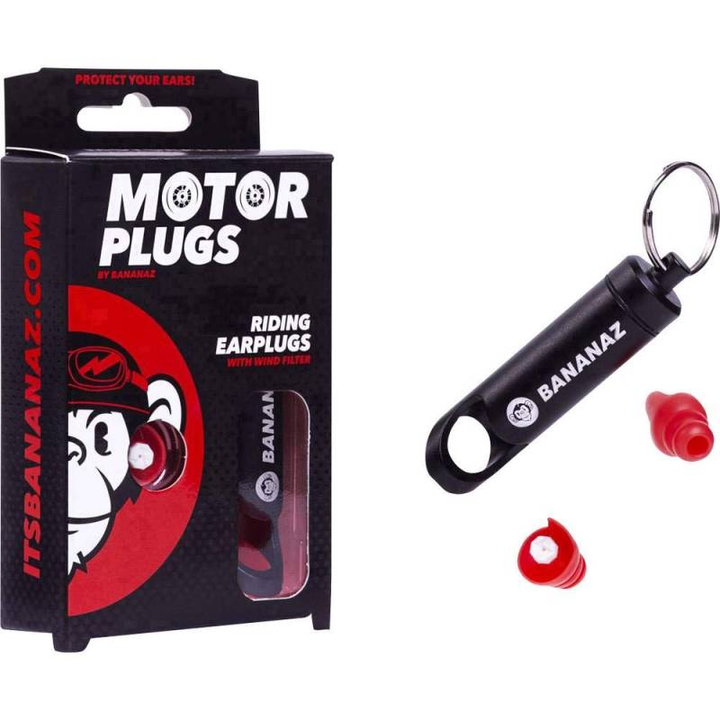 Bananaz Motorplugs Gehörschutz Ohrstöpsel für Motorrad-Fahrer & Motorsport Freunde, 1cm, Rot von Bananaz