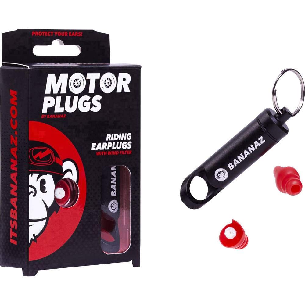 Bananaz Motorplugs Gehörschutz Ohrstöpsel für Motorrad-Fahrer & Motorsport Freunde, 1cm, Rot von Bananaz