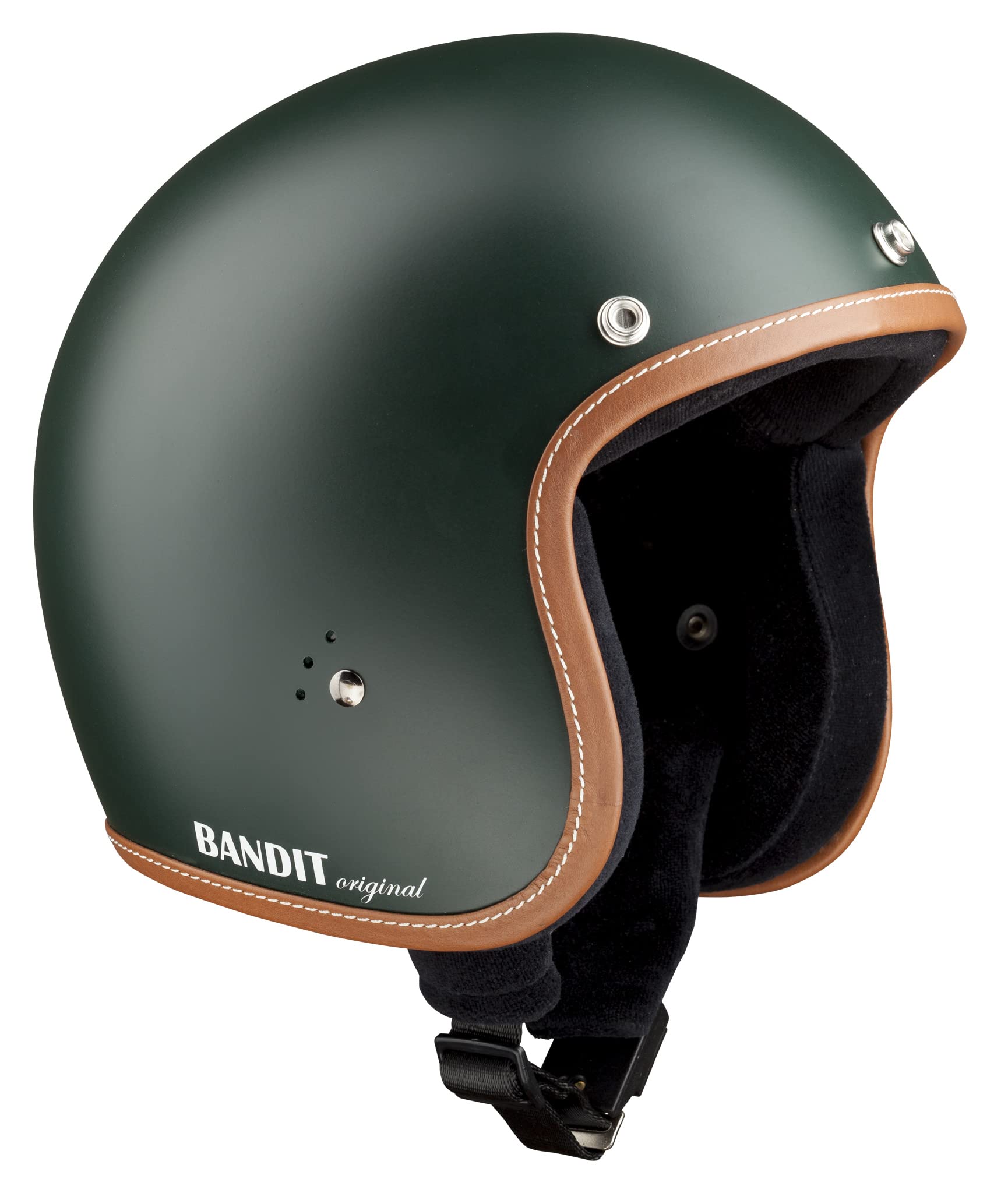 Bandit Helmets Jethelm premium kleine Bauweise Innenfutter Baumwolle Brillenschlaufe Sonnenschild, Größe:XL(61-62cm), Farbe:gruen-matt von Band-It