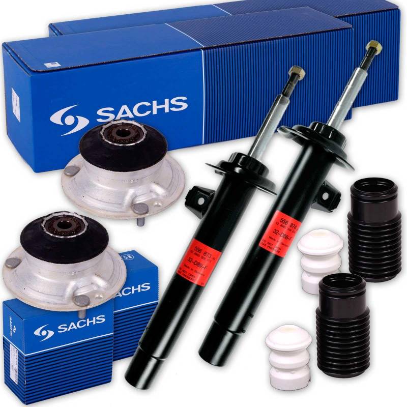 2 SACHS Stoßdämpfer + Domlager + Protection-Kit vorne passend für 3er E46 von BandelOne