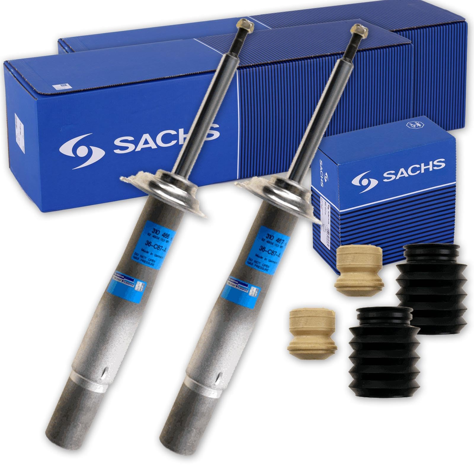 2x SACHS Gasdruck Stoßdämpfer + PRO- Vorderachse passend für 5er E60 E61 von BandelOne