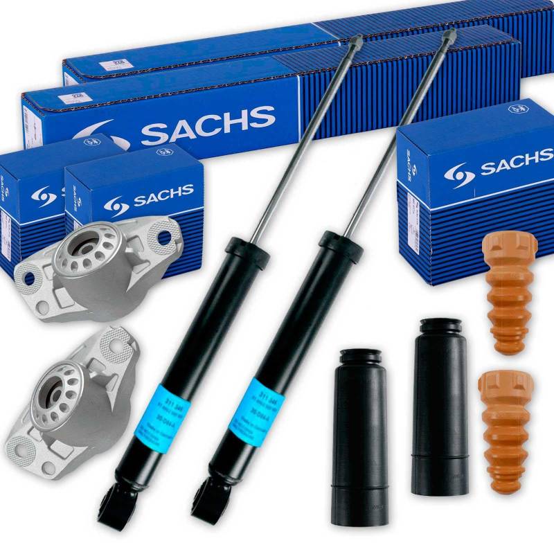 2x SACHS Stoßdämpfer + Domlager + Protection-Kit hinten für Passat 3C 36 von BandelOne