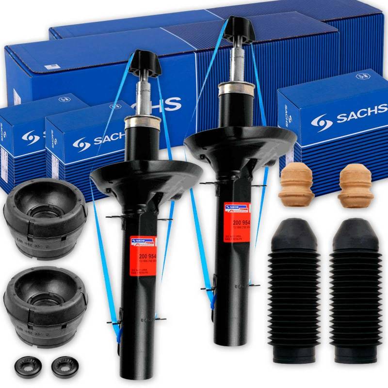 2x SACHS Stoßdämpfer + Domlager + Protection-Kit vorne für Golf 4 A3 Leon von BandelOne