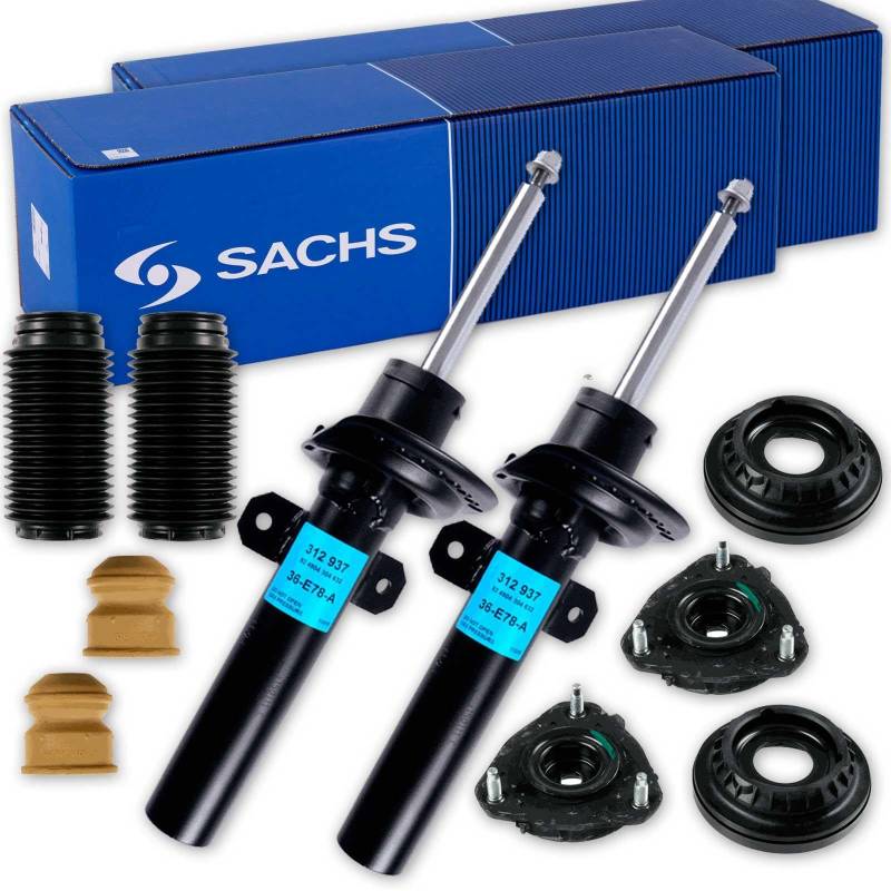 2x SACHS Stoßdämpfer + Domlager + Protection-Kit vorne passend für Mondeo 3 von BandelOne