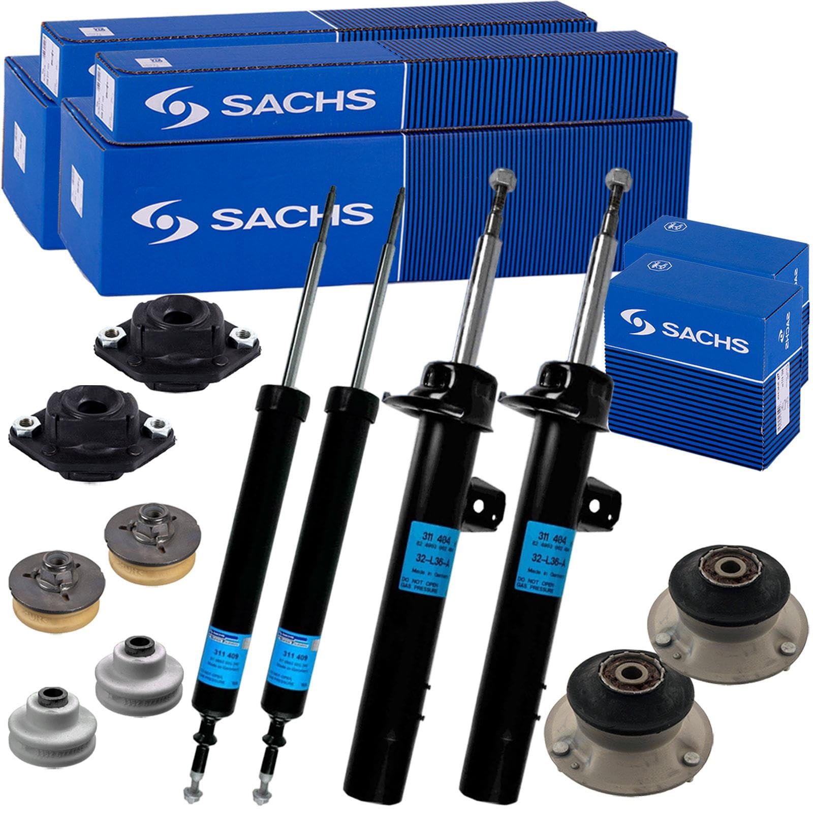 4xSACHS Stoßdämpfer + Domlager vorne + hinten passend für 3er E90 E91 E92 E93 von BandelOne