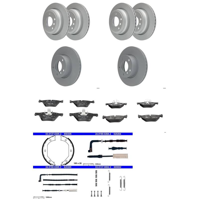 ATE Bremsscheiben + Beläge + Handbremse passend für 3er E91 Touring von BandelOne