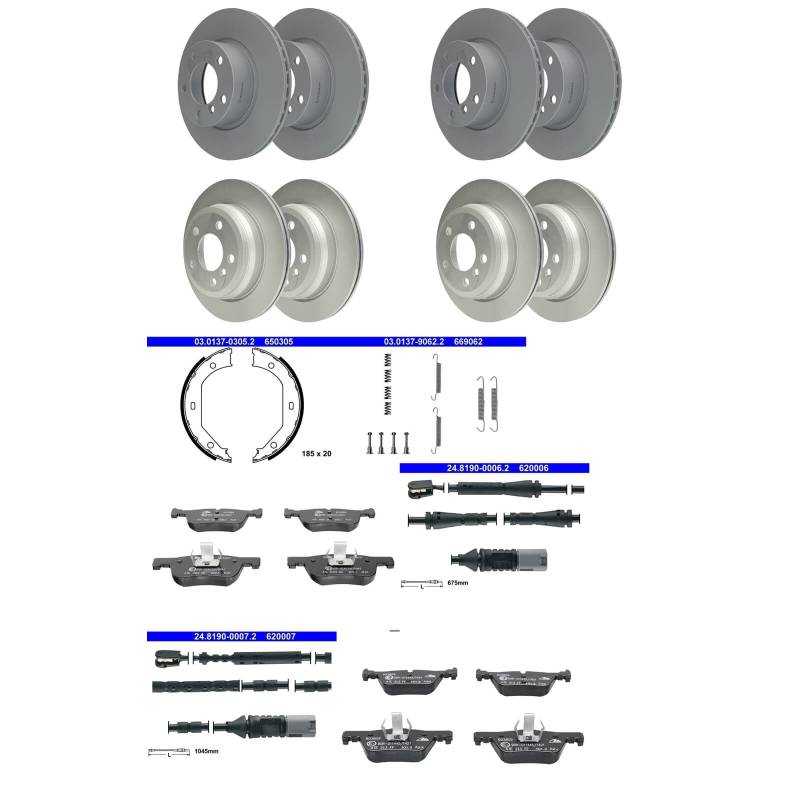 ATE Bremsscheiben + Beläge + Handbremse passend für 4er F32 F33 F36 von BandelOne