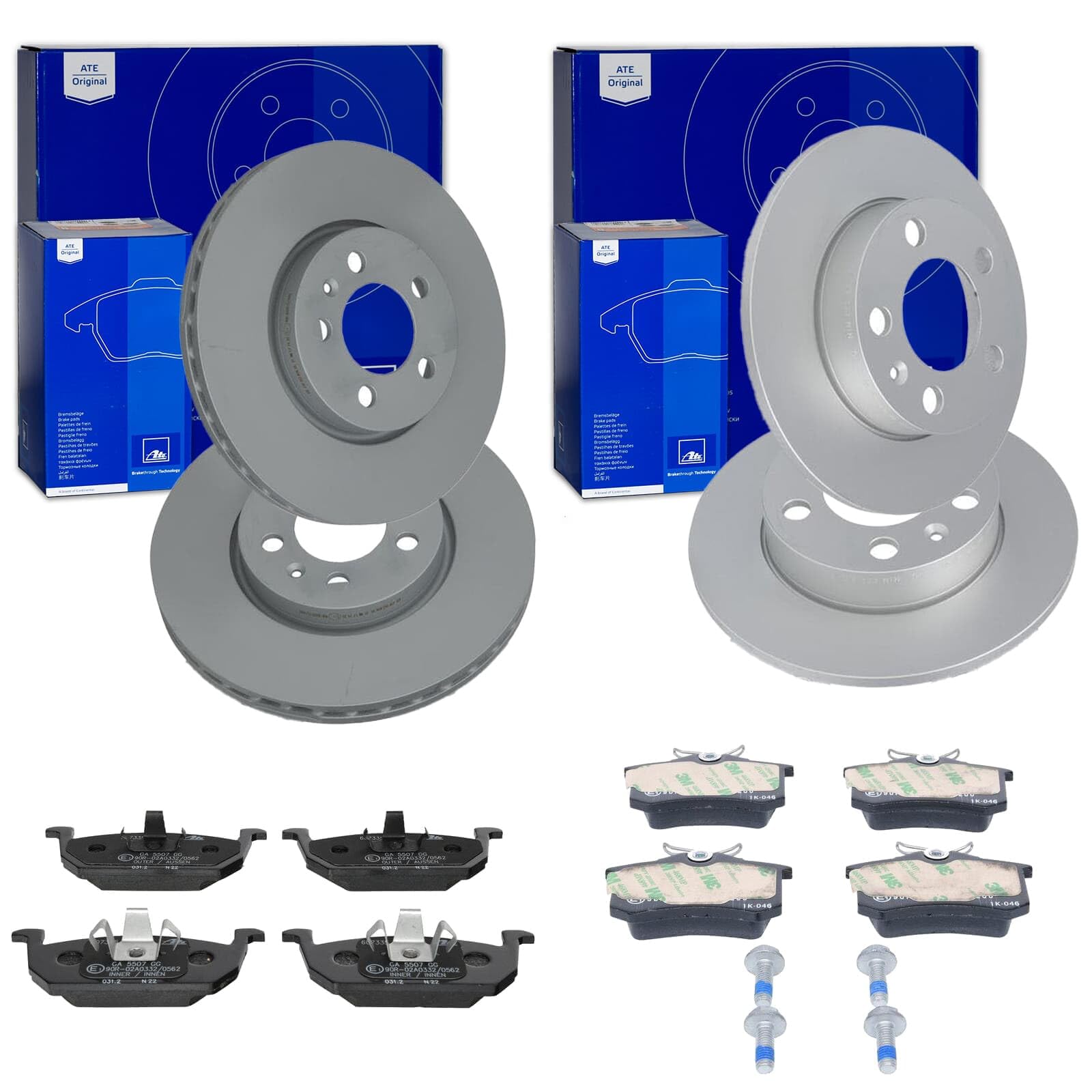 ATE Bremsscheiben + Beläge vorne + hinten für Polo 6 T-CROSS A1 KAMIQ IBIZA von BandelOne