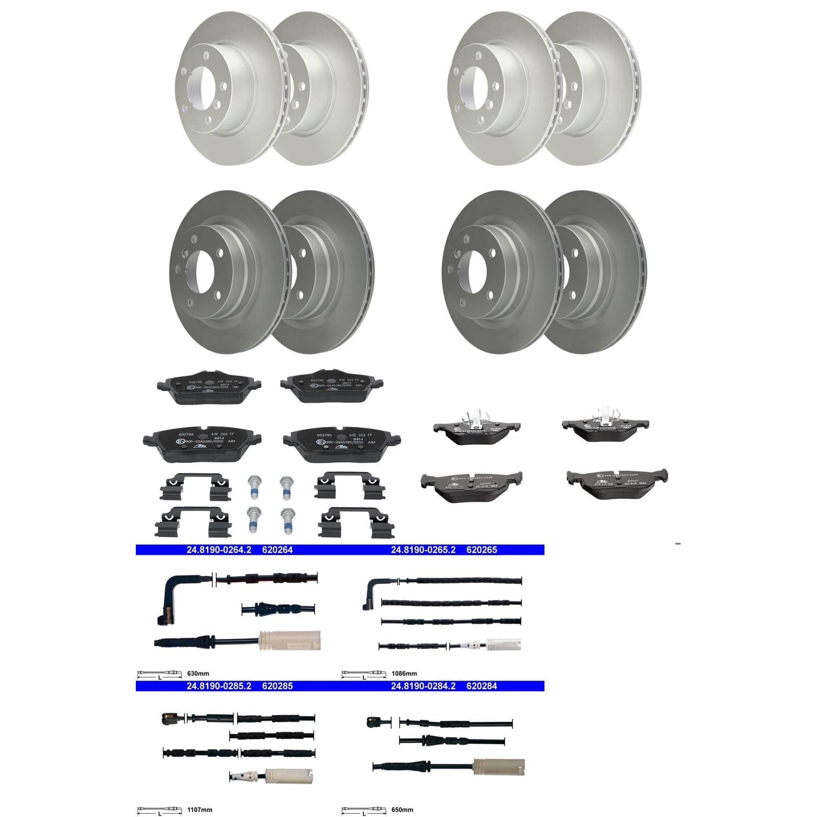 ATE Bremsscheiben + Beläge vorne + hinten passend für 1er E81 E87 nur 118d von BandelOne