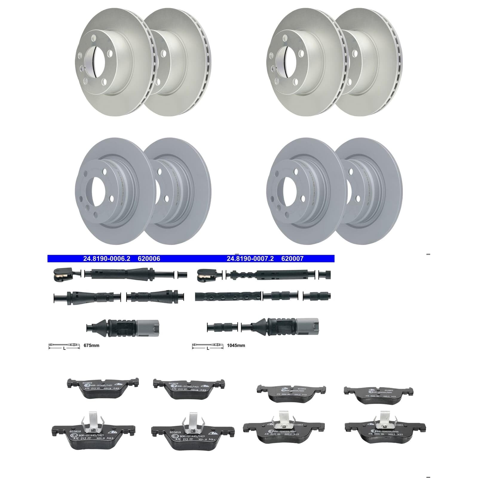 ATE Bremsscheiben + Beläge vorne + hinten passend für 1er F20 F21 2er F23 F22 von BandelOne