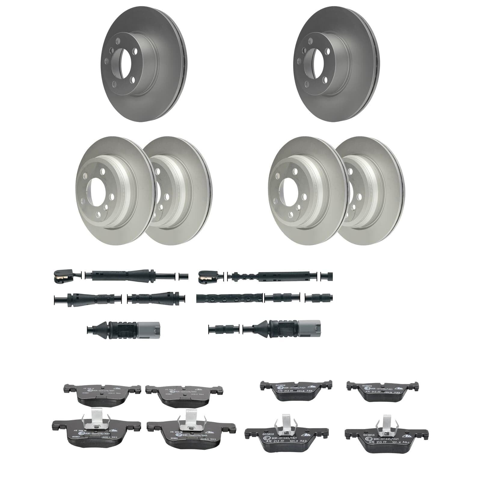 ATE Bremsscheiben + Beläge vorne + hinten passend für 3er F30 F31 F34 von BandelOne