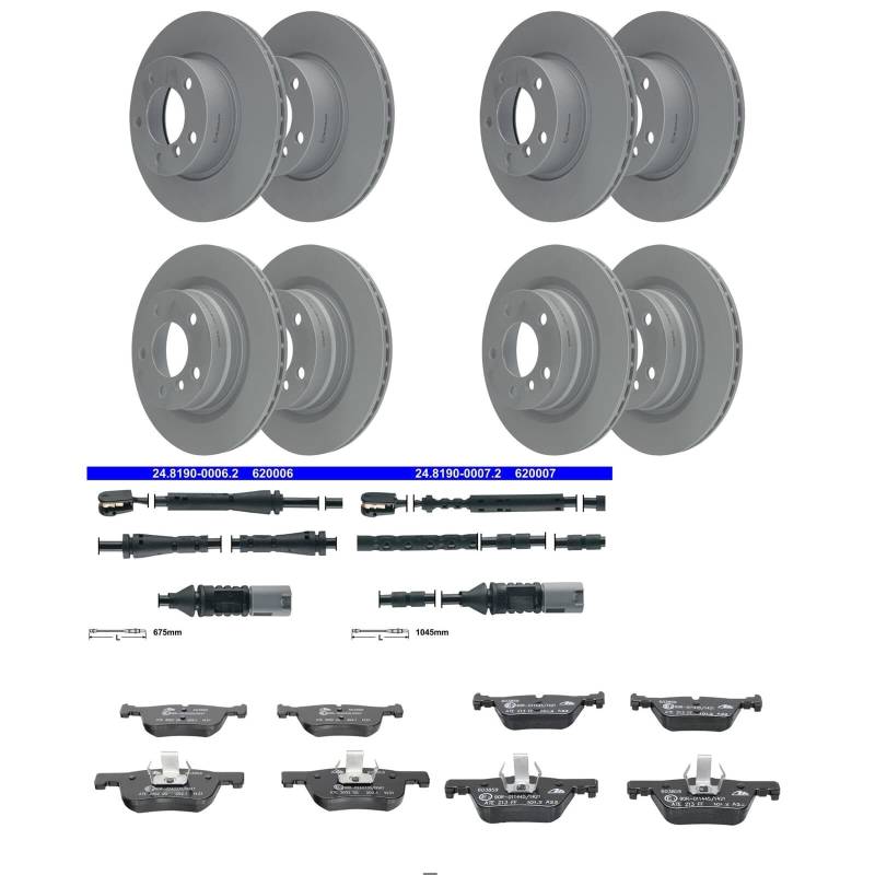 ATE Bremsscheiben + Beläge vorne + hinten passend für 4er F32 F36 von BandelOne