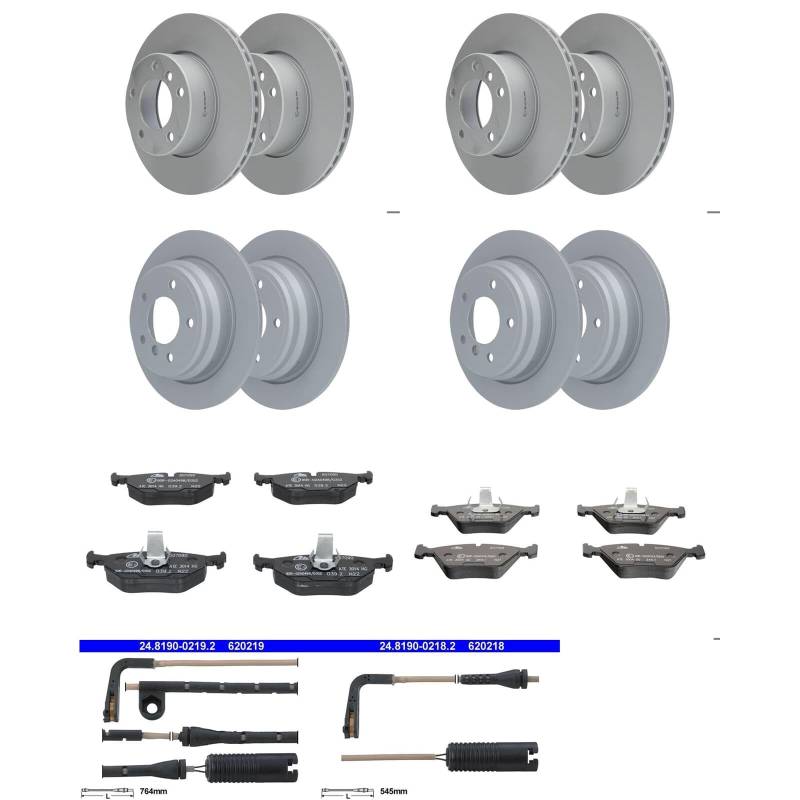 ATE Bremsscheiben + Beläge vorne + hinten passend für 5er E39 nur Limo von BandelOne