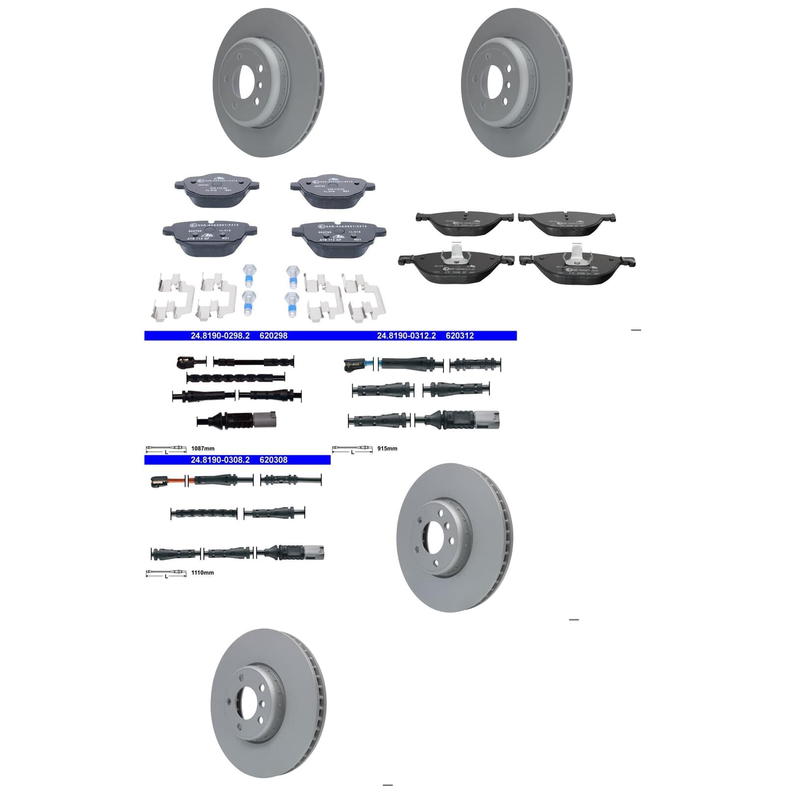 ATE Bremsscheiben + Beläge vorne + hinten passend für 5er F10 F11 von BandelOne