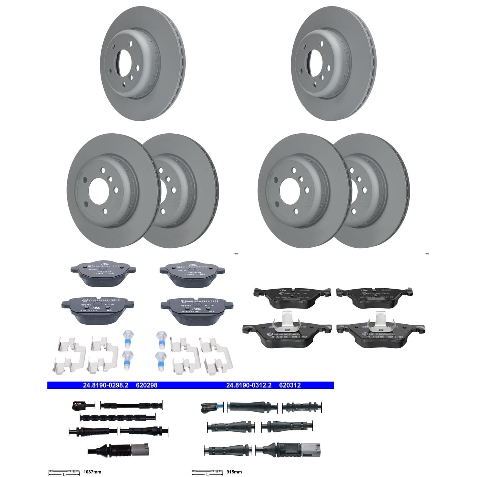 ATE Bremsscheiben + Beläge vorne + hinten passend für 5er F10 Limo von BandelOne