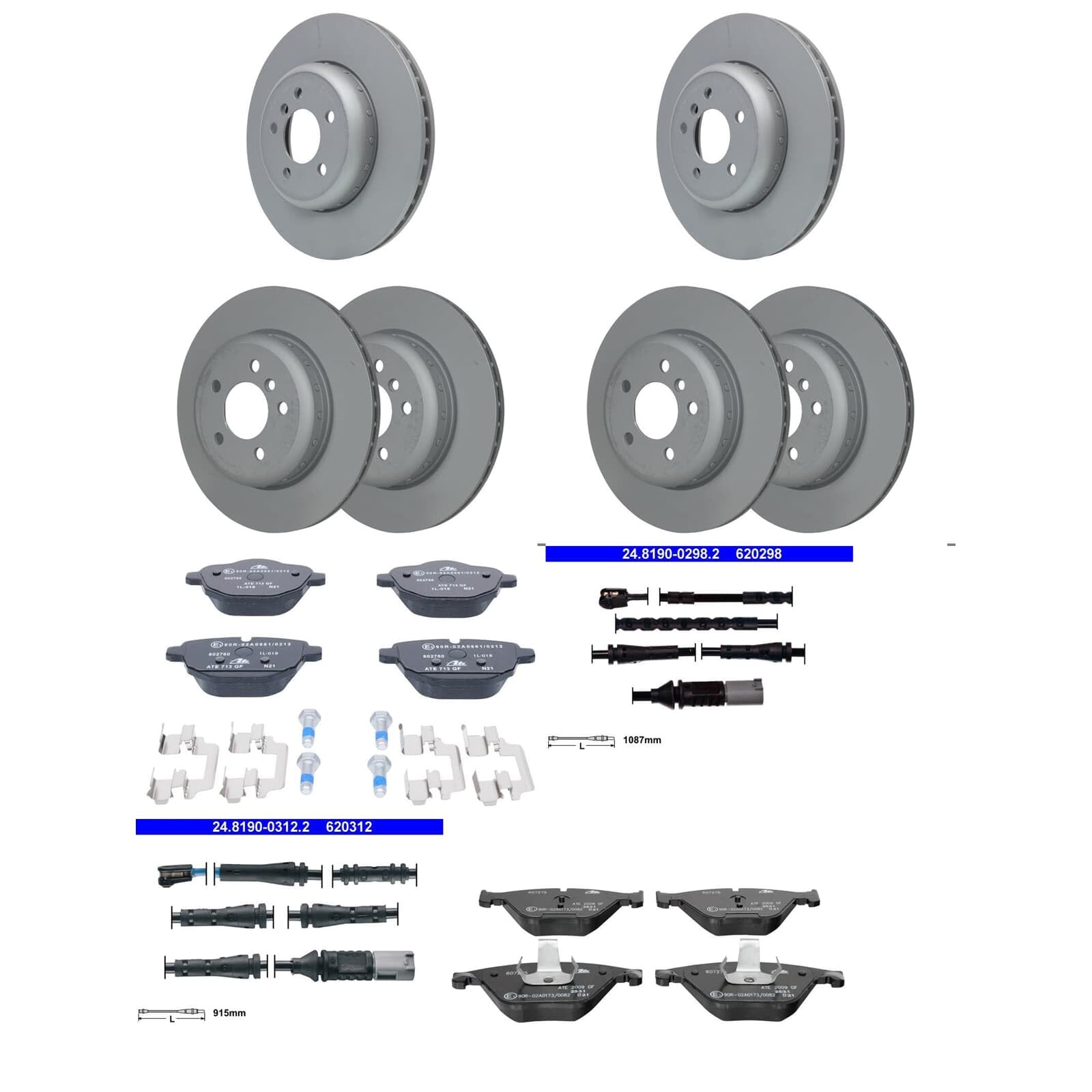 ATE Bremsscheiben + Beläge vorne + hinten passend für 5er F10 nur Limo von BandelOne