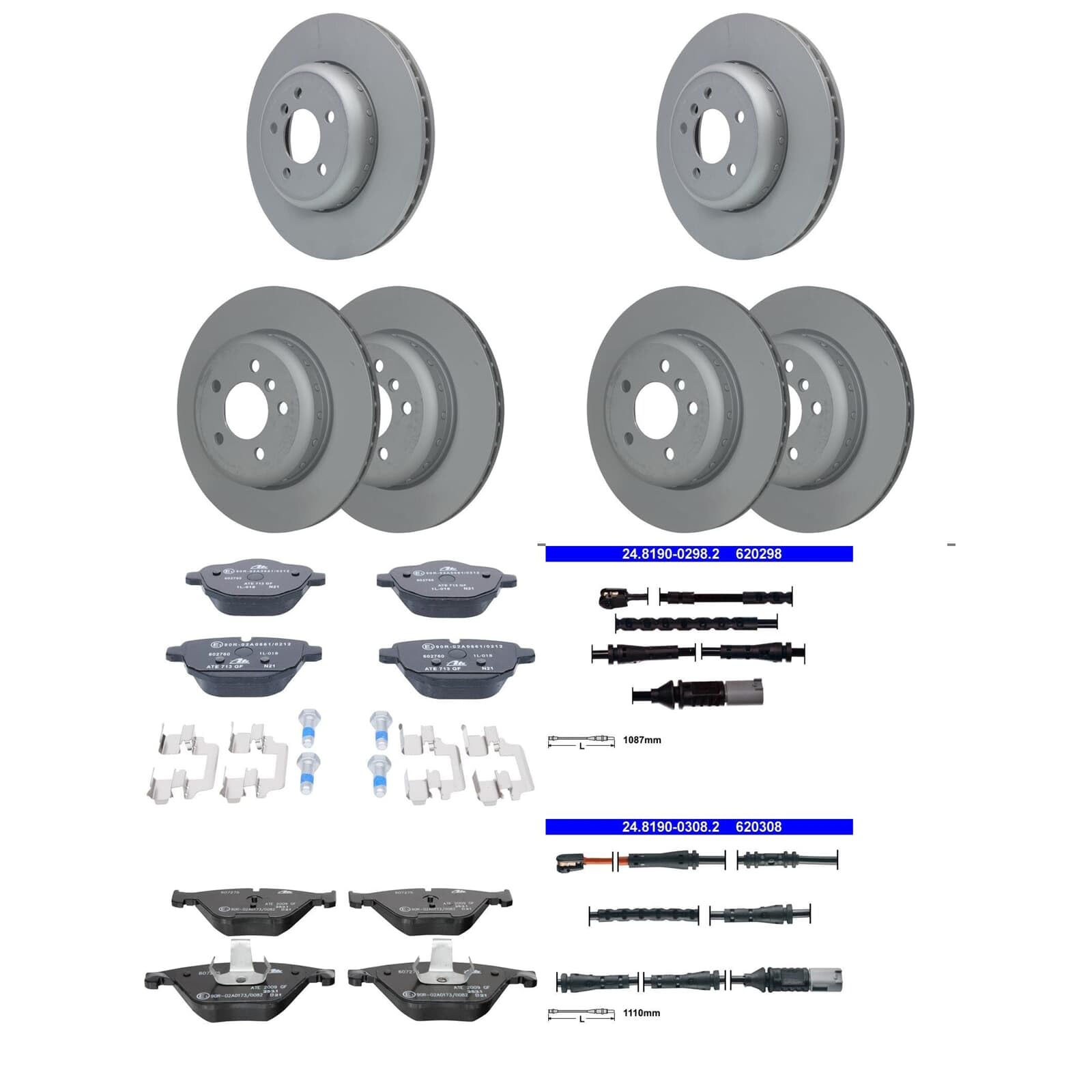 ATE Bremsscheiben + Beläge vorne + hinten passend für 5er F11 Touring von BandelOne