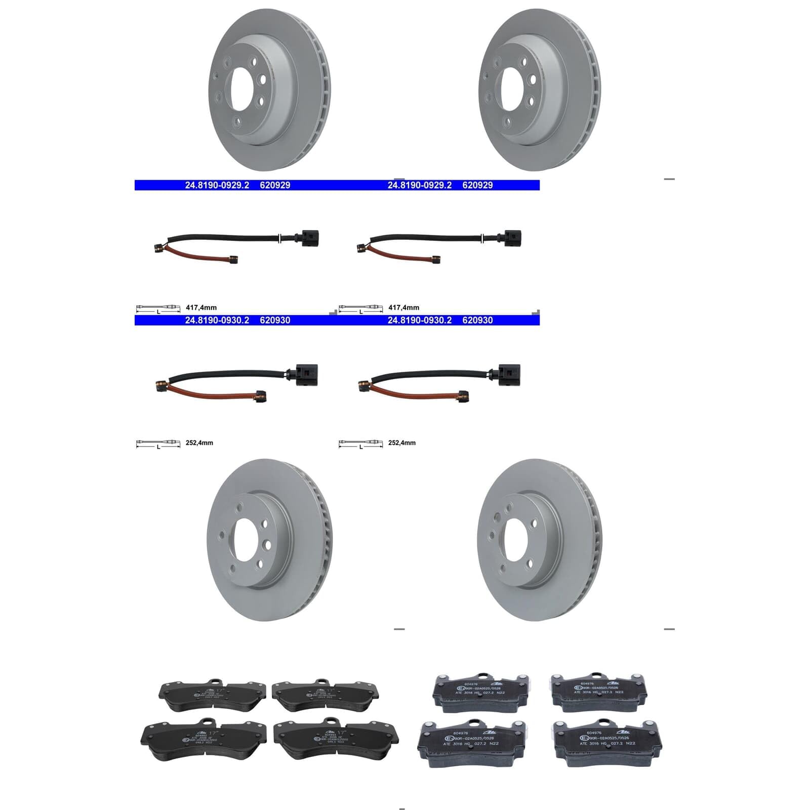 ATE Bremsscheiben + Beläge vorne + hinten passend für 7L 2002-2010 von BandelOne