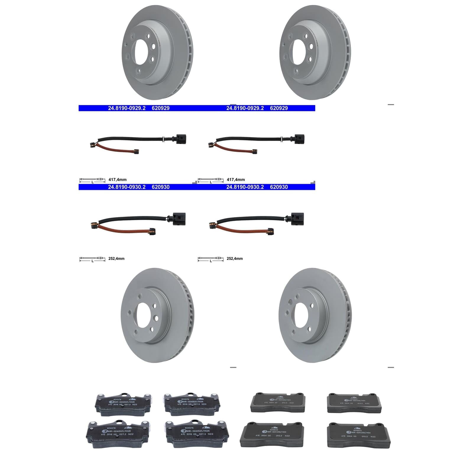 ATE Bremsscheiben + Beläge vorne + hinten passend für 7L Bj 2002-10 von BandelOne