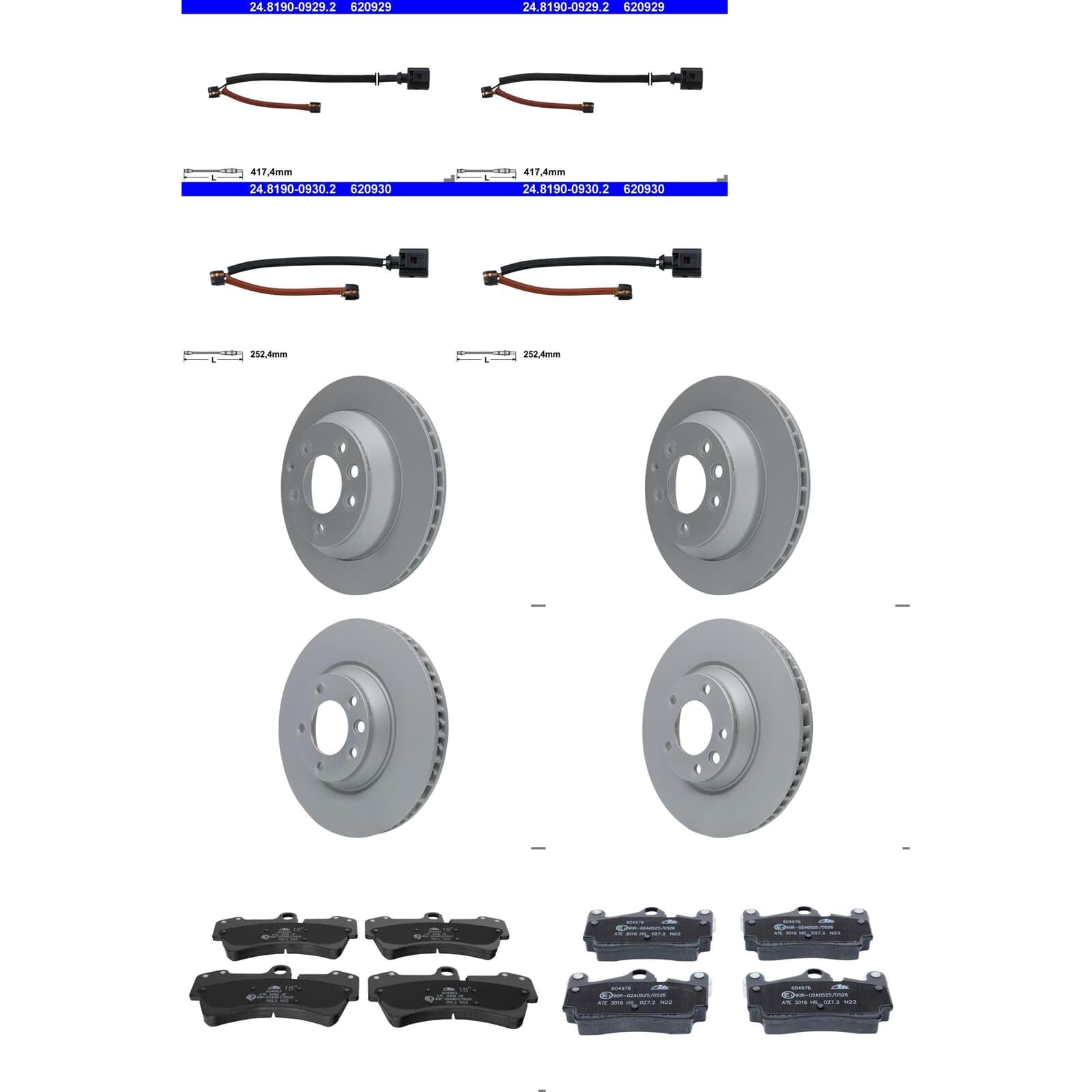 ATE Bremsscheiben + Beläge vorne + hinten passend für 7L Bj 2002-2010 von BandelOne