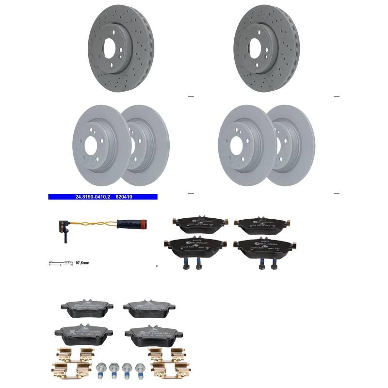 ATE Bremsscheiben + Beläge vorne + hinten passend für A-Klasse W176 CLA GLA von BandelOne