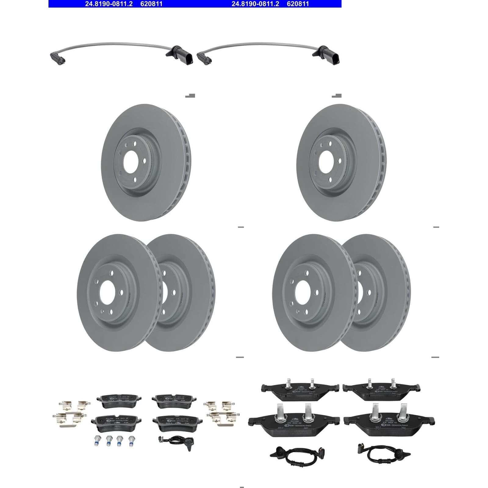 ATE Bremsscheiben + Beläge vorne + hinten passend für A6 Allroad 4G C7 von BandelOne