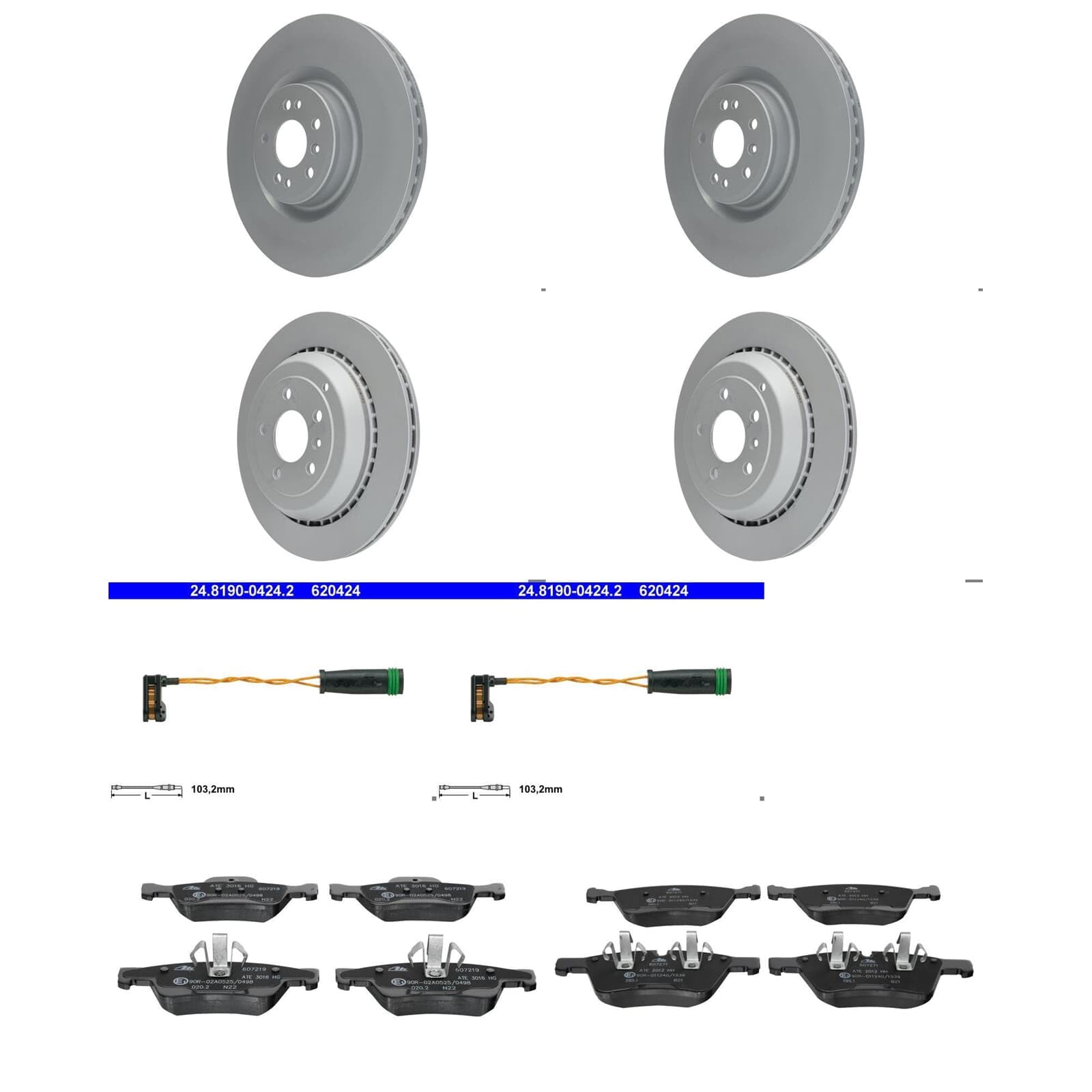 ATE Bremsscheiben + Beläge vorne + hinten passend für GL M R W164 W251 von BandelOne