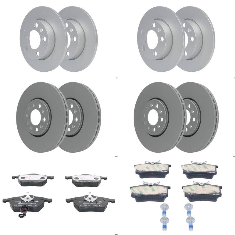 ATE Bremsscheiben + Beläge vorne + hinten passend für Golf 4 Beetle A3 Leon von BandelOne