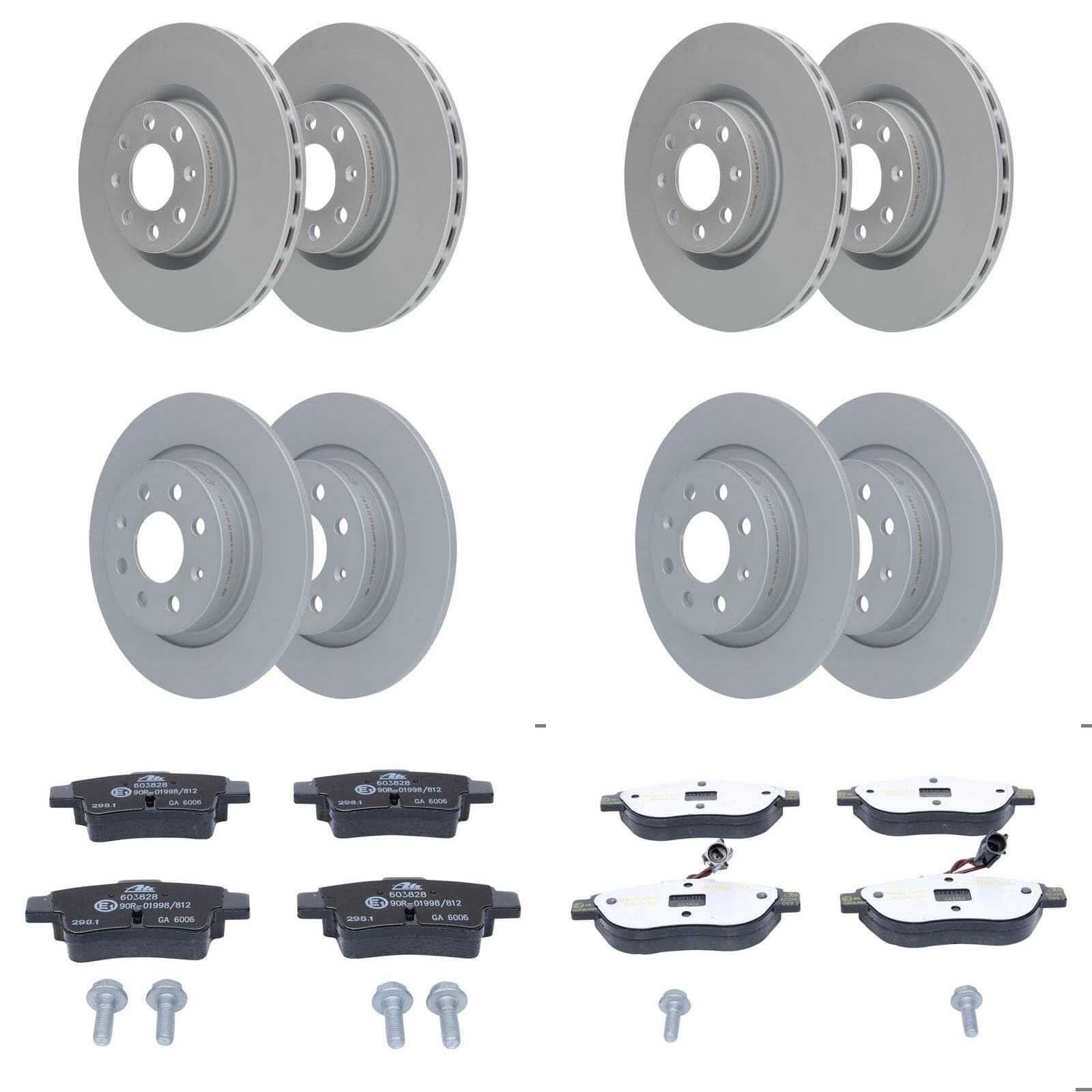 ATE Bremsscheiben + Beläge vorne + hinten passend für Grande Punto EVO 199 von BandelOne