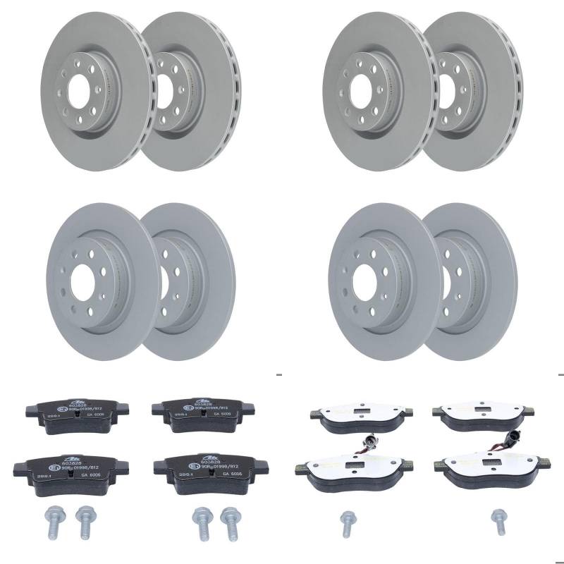 ATE Bremsscheiben + Beläge vorne + hinten passend für Grande Punto EVO 199 von BandelOne