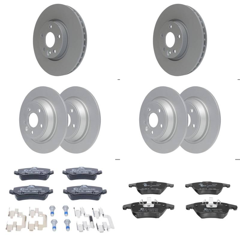 ATE Bremsscheiben + Beläge vorne + hinten passend für LAND EVOQUE von BandelOne