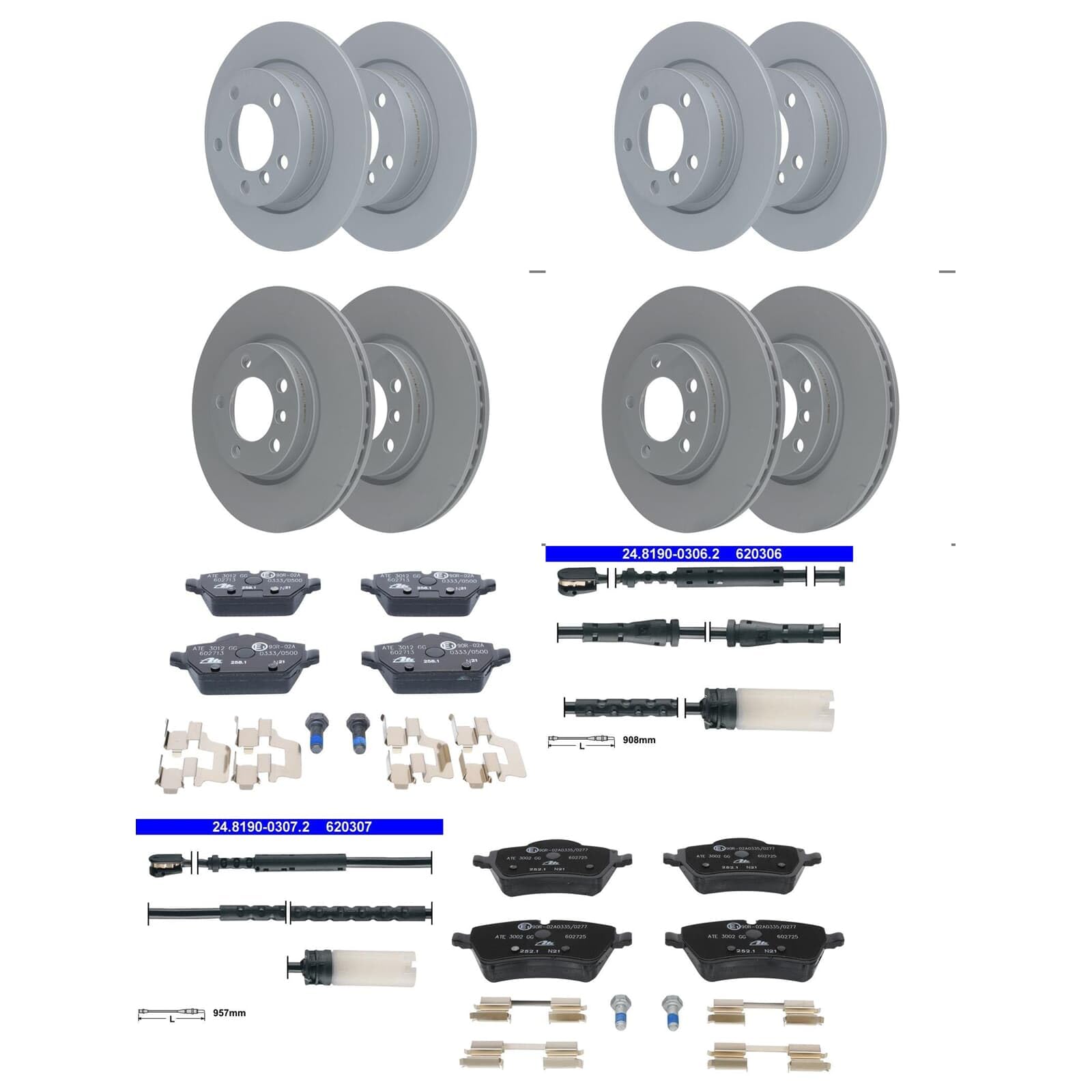 ATE Bremsscheiben + Beläge vorne + hinten passend für Mini R60 R61 von BandelOne