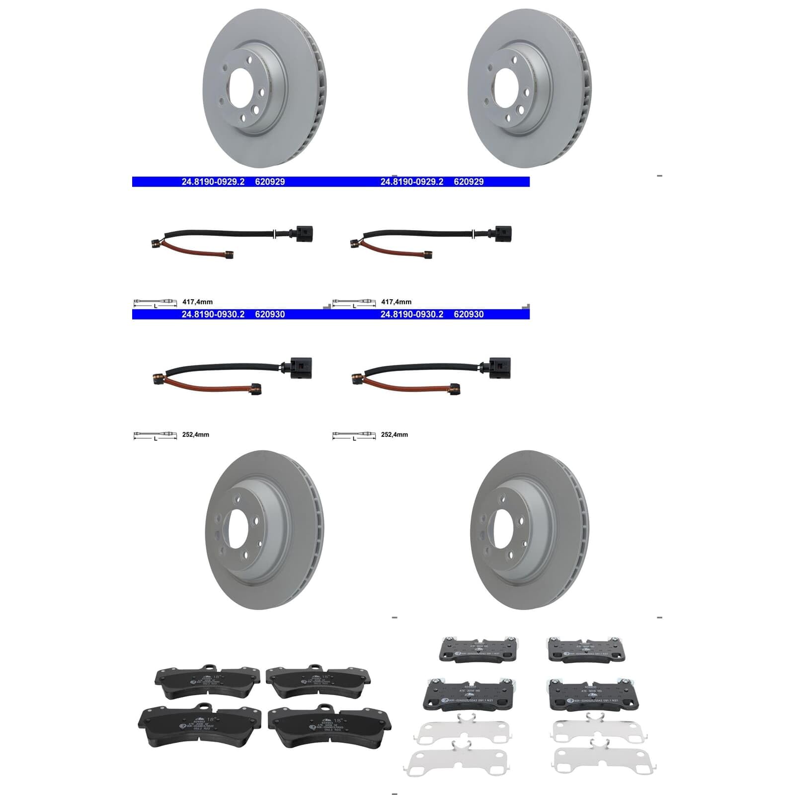 ATE Bremsscheiben + Beläge vorne + hinten passend für Q7 Bj. 2005-2015 von BandelOne