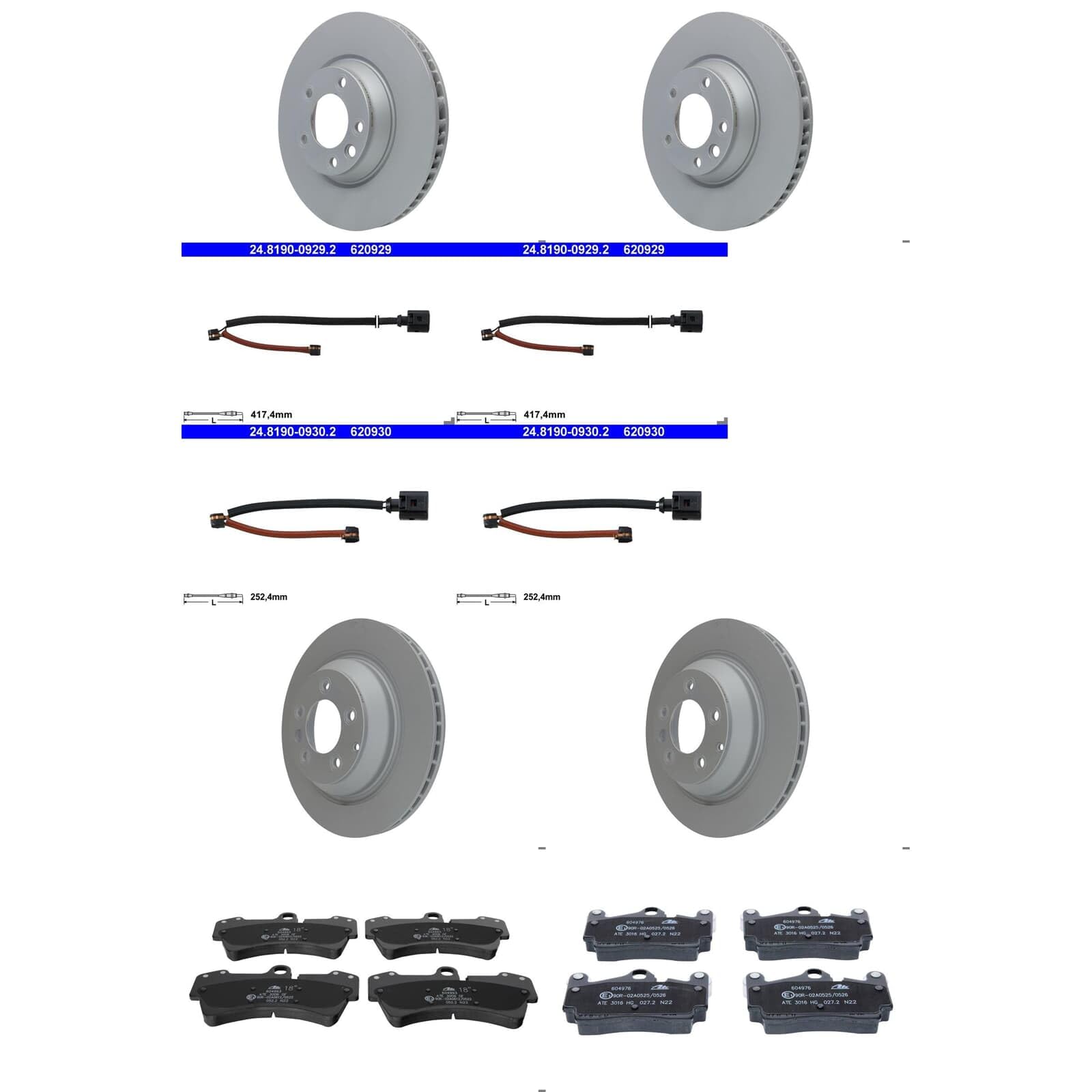 ATE Bremsscheiben + Beläge vorne + hinten passend für Q7 Bj. 2005-2015 von BandelOne