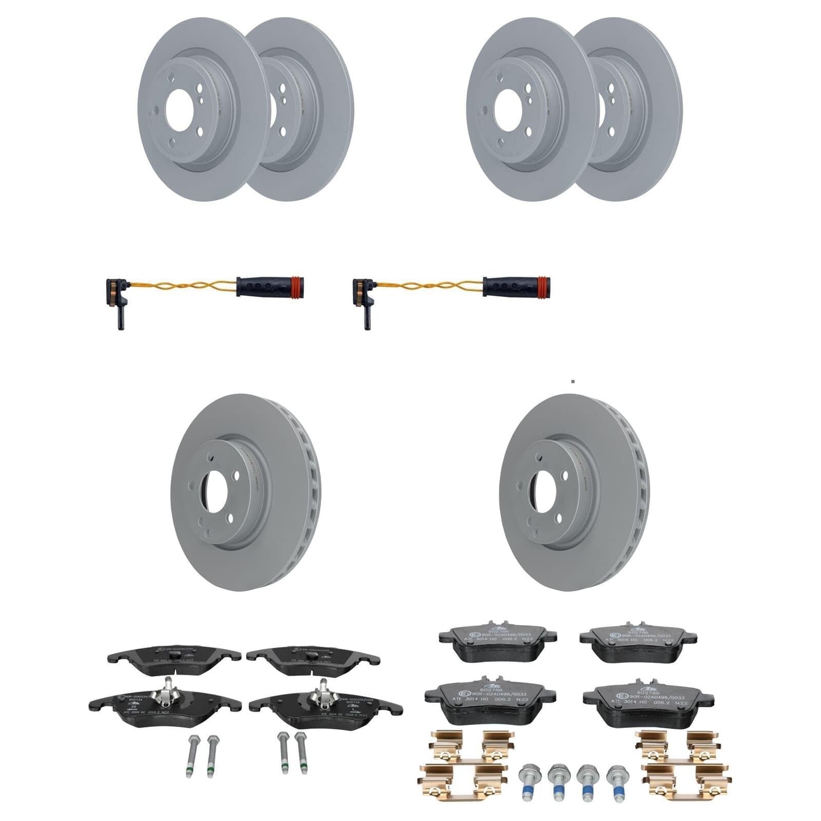 ATE Bremsscheiben + Beläge vorne + hinten passend für SLC SLK R172 von BandelOne