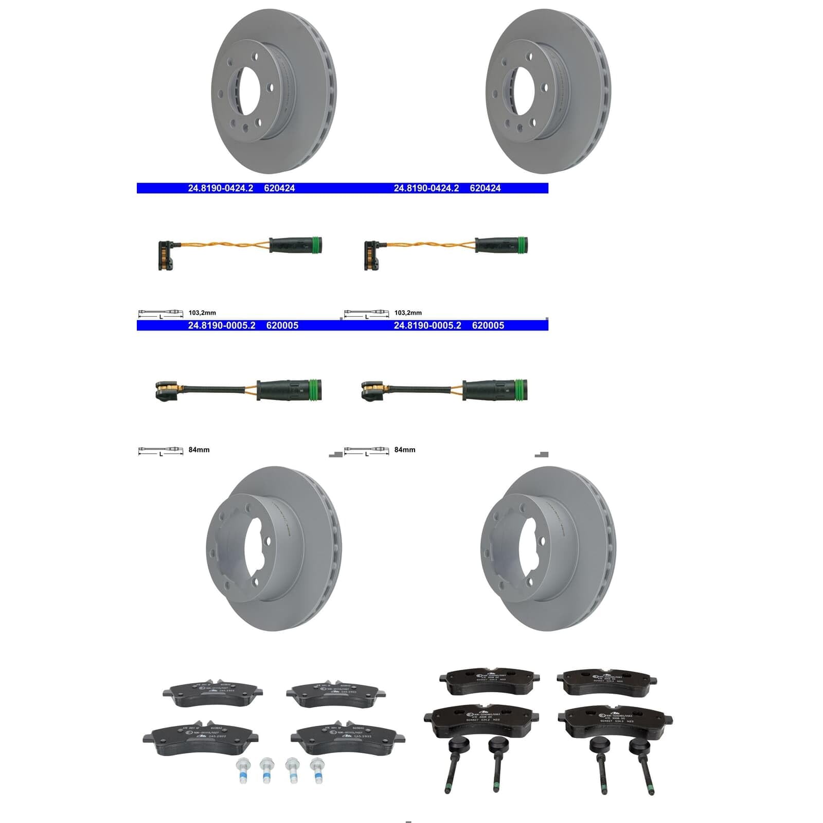 ATE Bremsscheiben + Beläge vorne + hinten passend für Sprinter 906 von BandelOne