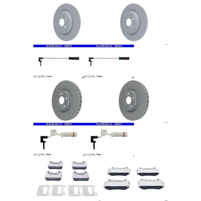 ATE Bremsscheiben + Beläge vorne + hinten passend für W163 M-Klasse von BandelOne
