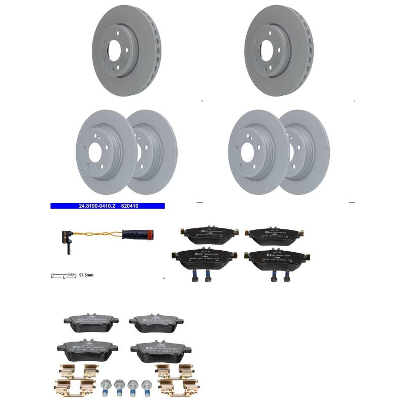 ATE Bremsscheiben + Beläge vorne + hinten passend für W176 W246 von BandelOne