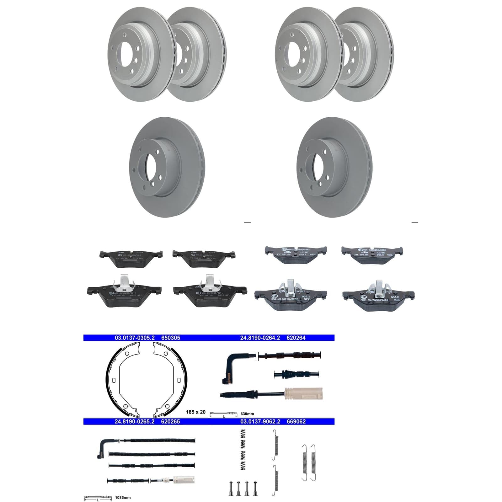 ATE Bremsscheiben + CERAMIC Beläge + Handbremse passend für 3er E91 Touring von BandelOne