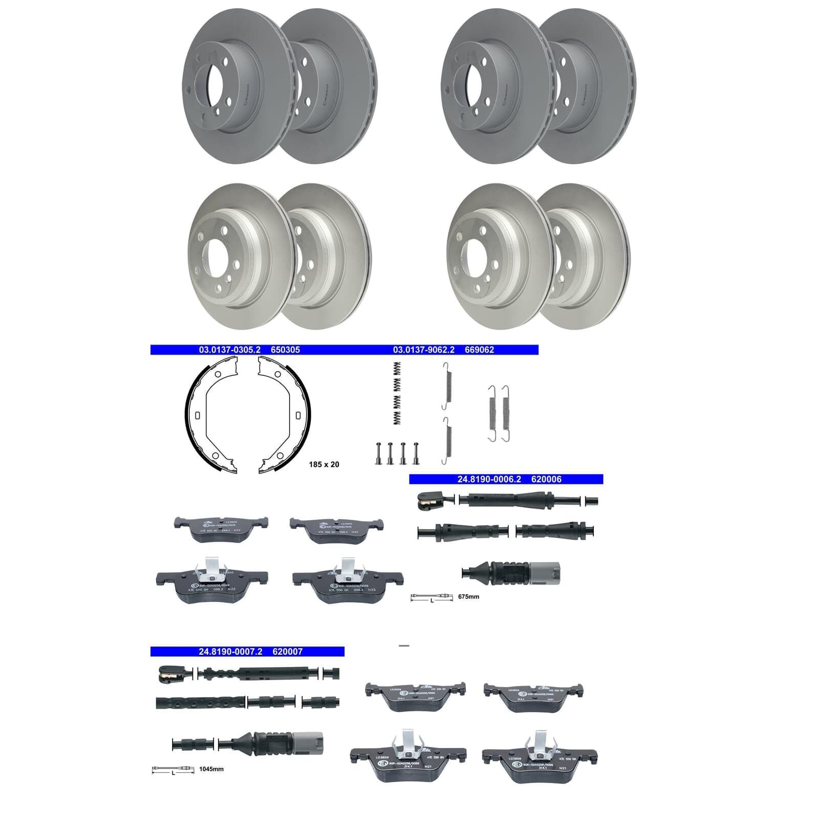 ATE Bremsscheiben + CERAMIC Beläge + Handbremse passend für 4er F32 F33 F36 von BandelOne