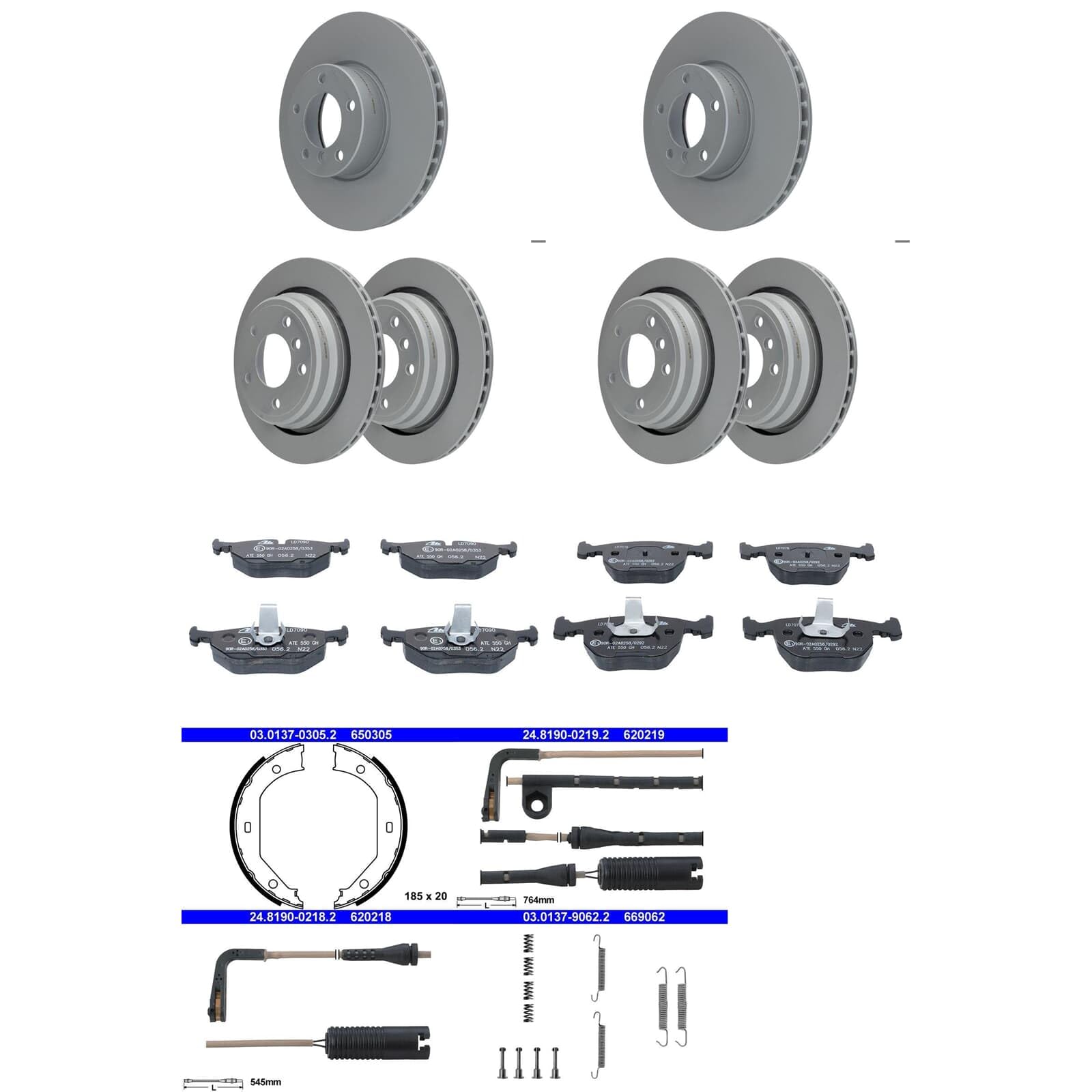 ATE Bremsscheiben + CERAMIC Beläge + Handbremse passend für 5er E39 Limo von BandelOne