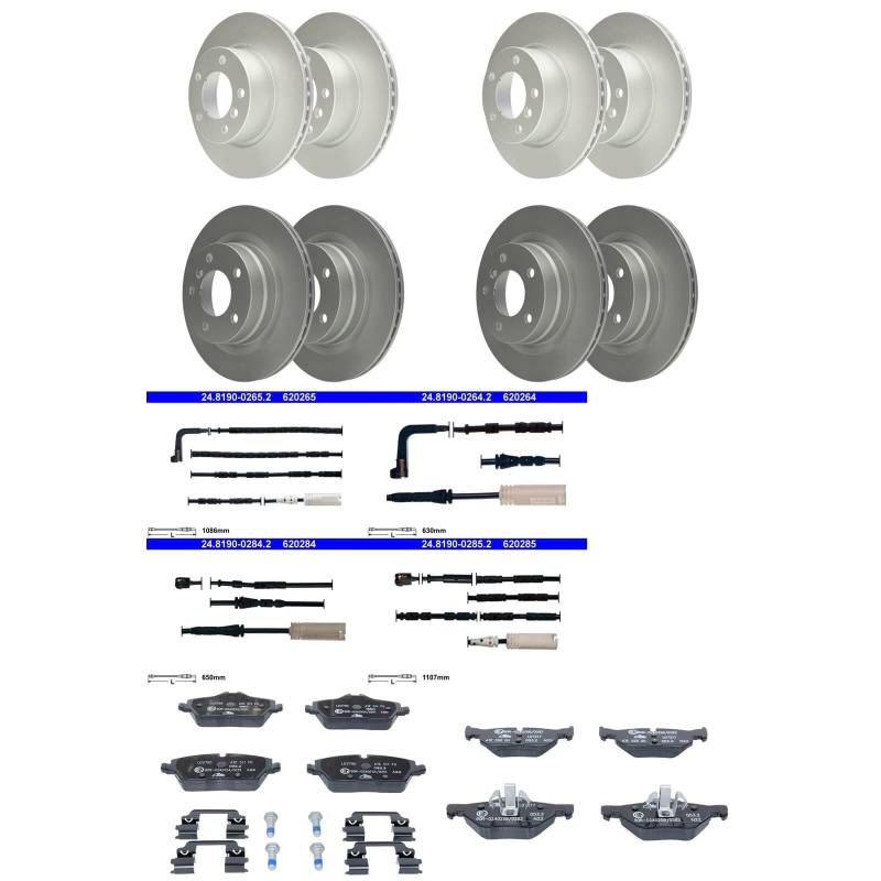 ATE Bremsscheiben + CERAMIC Beläge vorne + hinten passend für 1er E87 E81 118d von BandelOne