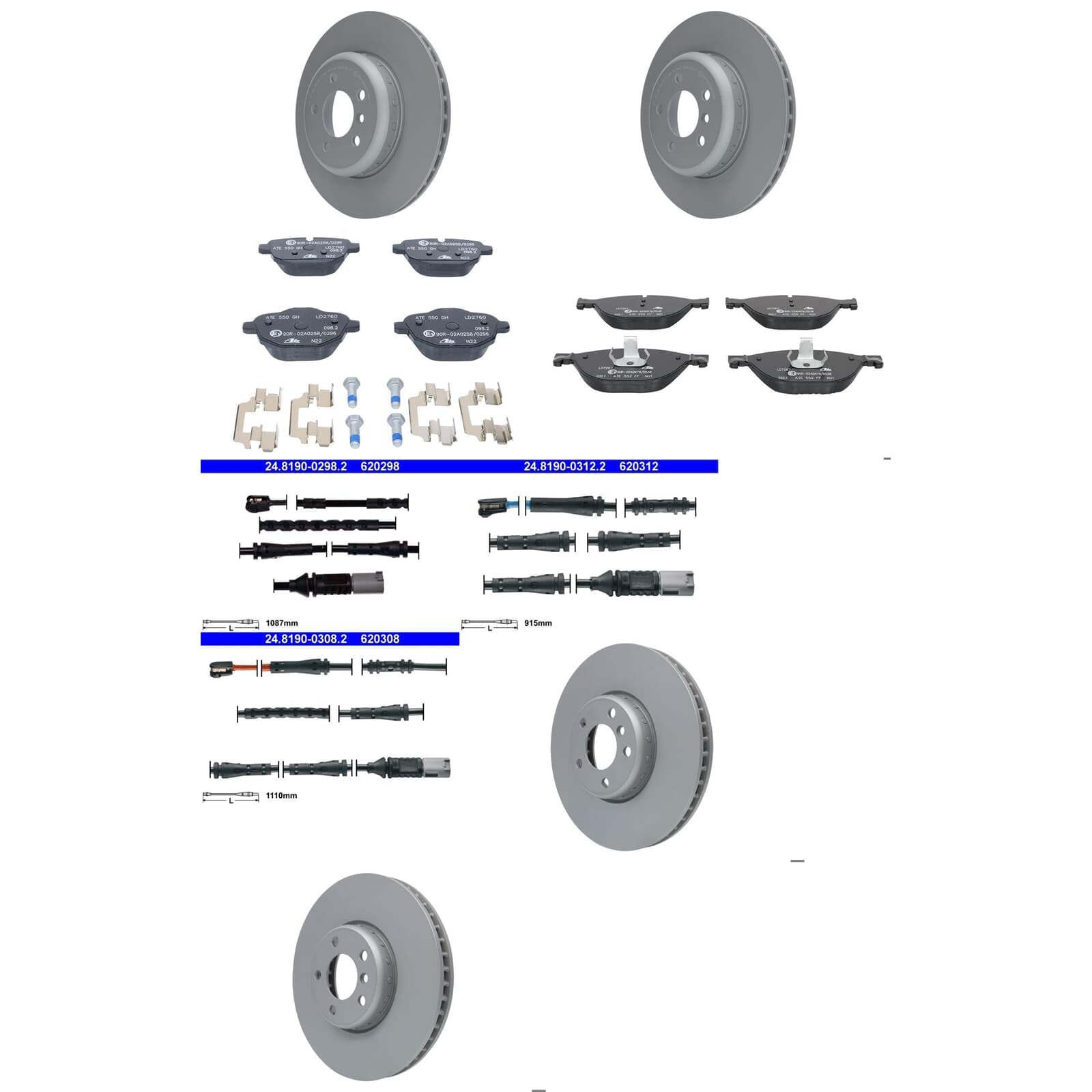 ATE Bremsscheiben + CERAMIC Beläge vorne + hinten passend für 5er F10 F11 von BandelOne