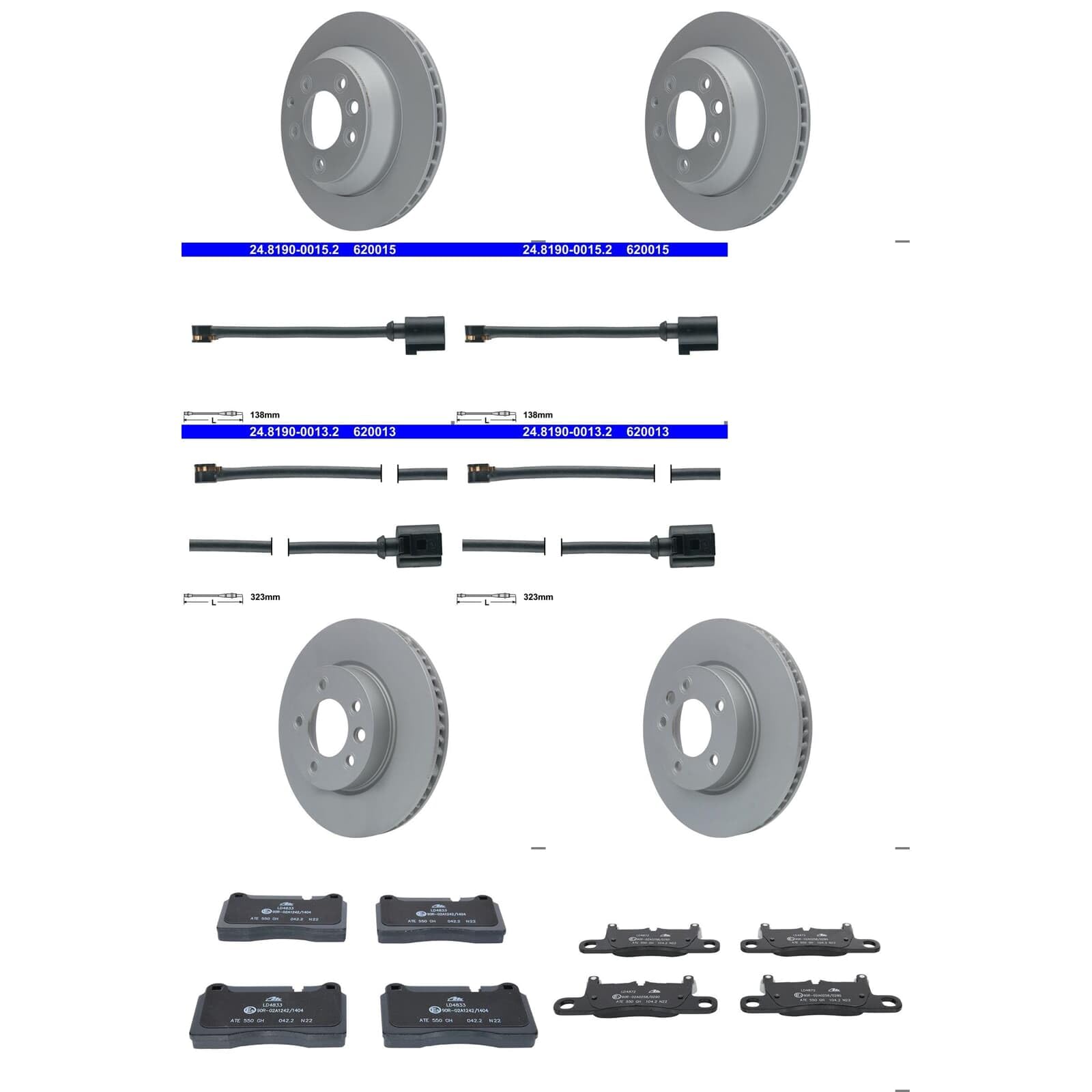 ATE Bremsscheiben + CERAMIC Beläge vorne + hinten passend für 7P von BandelOne