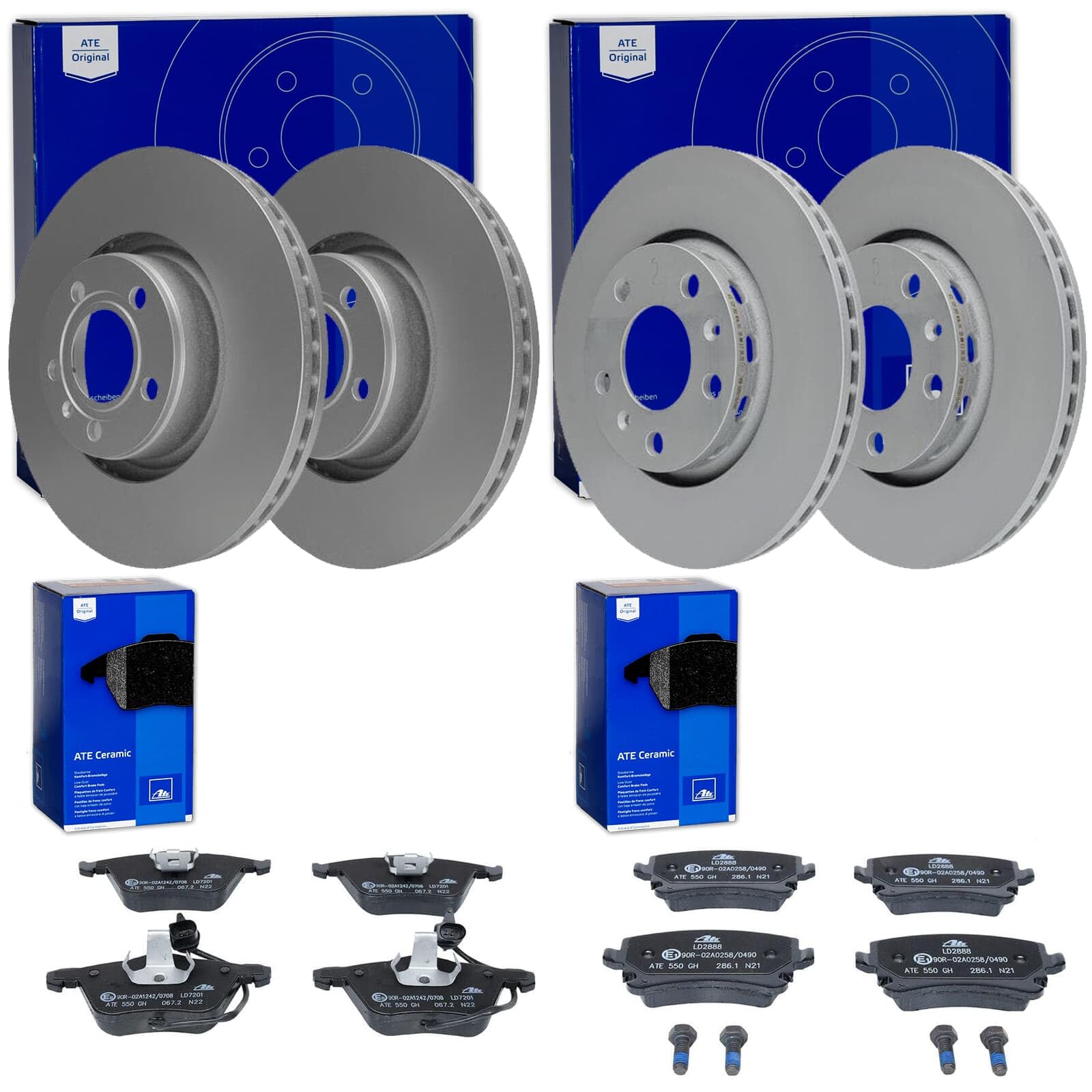 ATE Bremsscheiben + CERAMIC Beläge vorne + hinten passend für A8 4E D3 von BandelOne