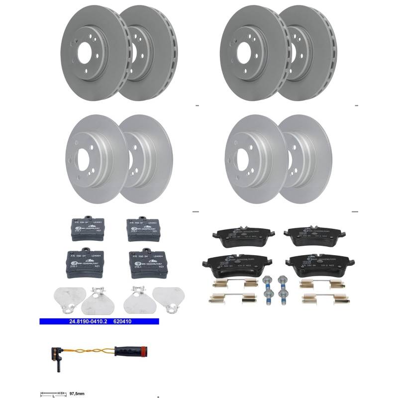 ATE Bremsscheiben + CERAMIC Beläge vorne + hinten passend für SLK R171 von BandelOne