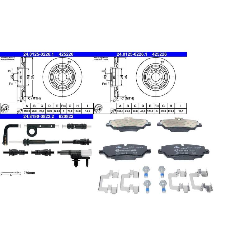 ATE Bremsscheiben + CERAMIC hinten passend für DISCOVERY 5 V 462 von BandelOne